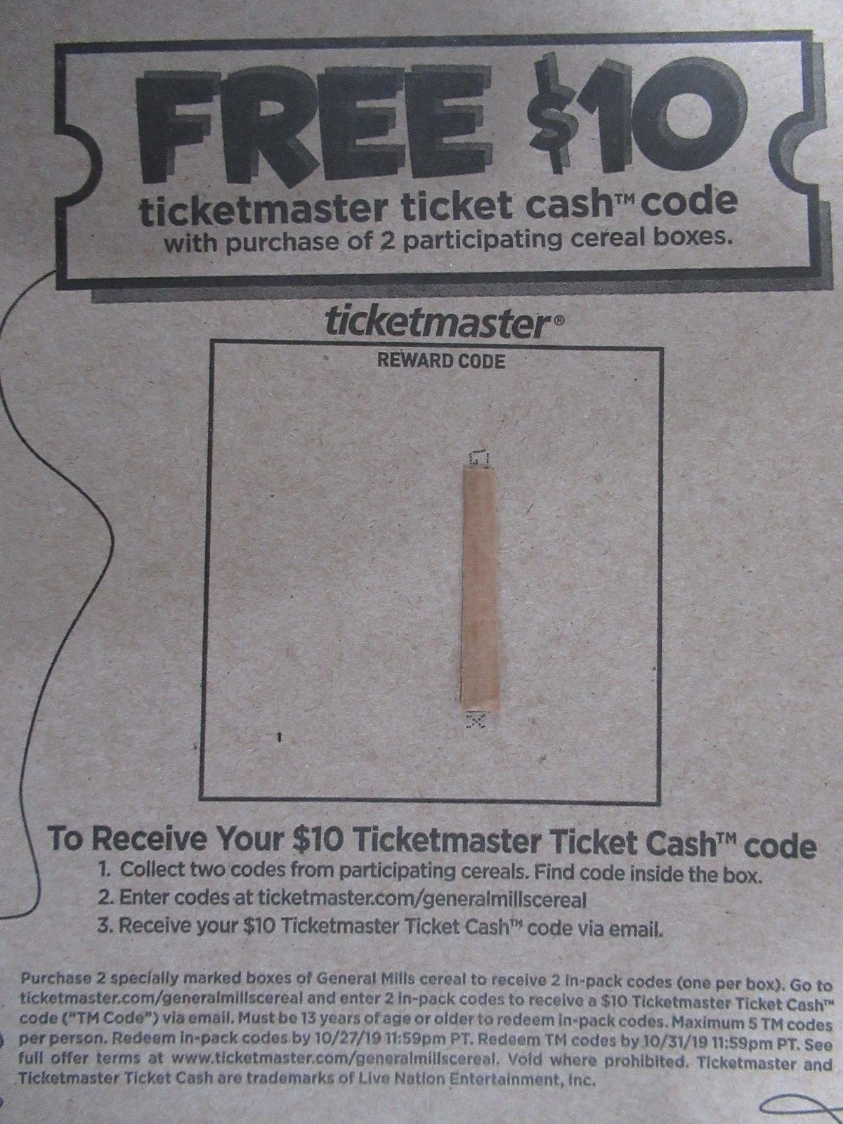 Ticketmaster Ticket Cash Codes = $30 value Ticket master Promo Code
