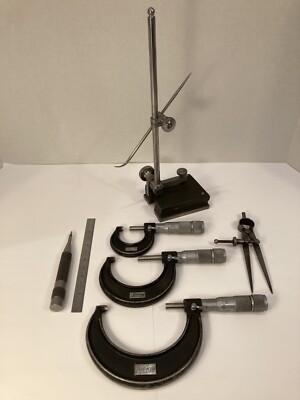Machinist Tool Lot Lufkin Surface Gage, Micrometers And More