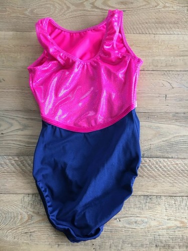 GK Elite Gymnastics Leotard Hot Pink Sparkle/Navy Adult Extra Small AXS