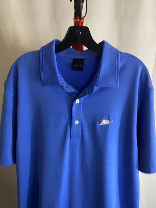 Dunning Golf Embroidered Longhorn Poly POLO SHIRT Medium M Length