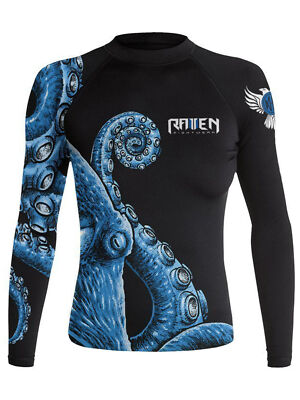 Raven Fightwear Women's Kraken Octopus BJJ Rash Guard MMA Black/Blue 