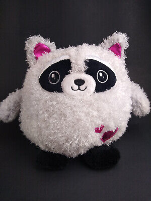 Raccoon Plush Curly Gray w Pink Ears Hearts Roly Poly Dan Dee Stuffed Animal 