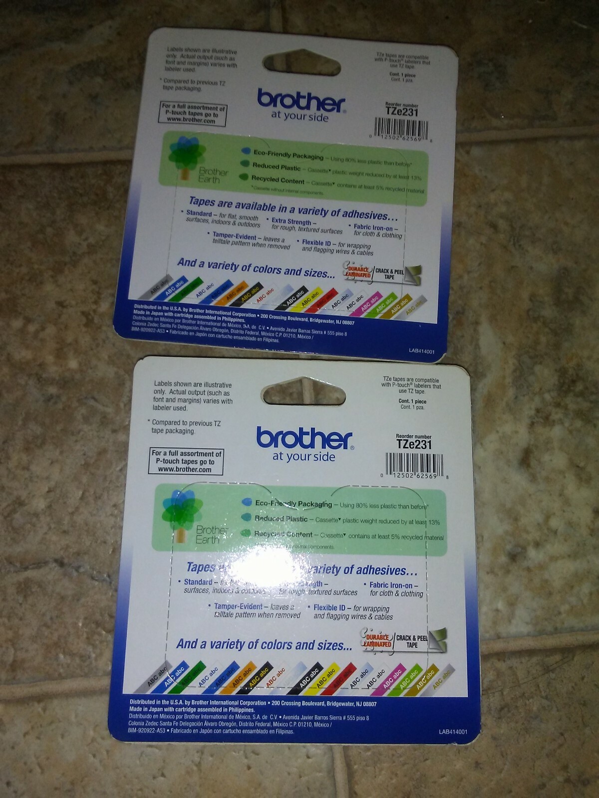 2 Packs  Brother TZe231  12mm 1/2