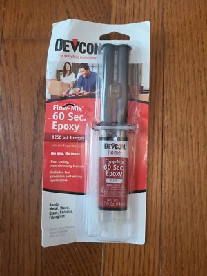 NEW in pack DEVCON Flow-Mix 60 Second 1 Minute Epoxy High Strength Clear 21445