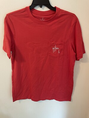 Guy Harvey Marlin Red Tshirt Size MEDIUM Red Blue Graphic Swordfish 100% Cotton