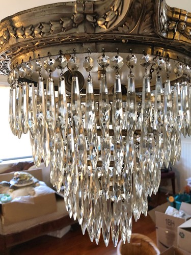 Antique 1920’s Crystal Chandelier Wedding Cake Chandelier LION Electric Mfg