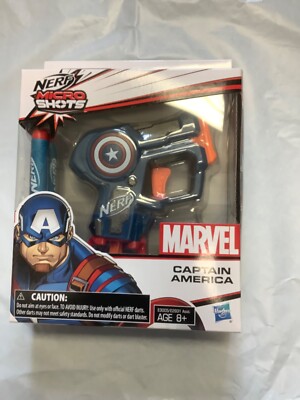 Captain America 01 Marvel Nerf Micro Shots Hasbro Toy Blaster Darts - NEW