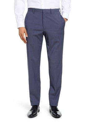 

THEORY Мужские синие эластичные брюки с прямыми штанинами и плоской передней частью, приталенные брюки из смесовой шерсти, Синий, J1071226