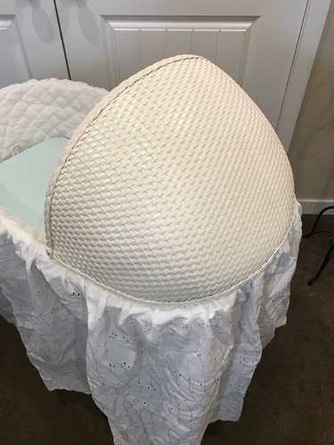 Vintage Redmon White Wicker Baby Bassinet Crib