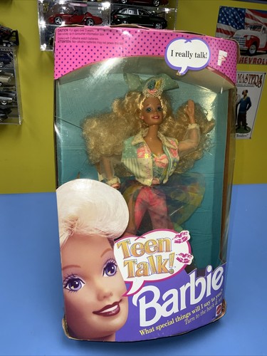 Vintage 1991 Teen Talk Barbie 5745 Mattel Crimped Blonde Hair Blue