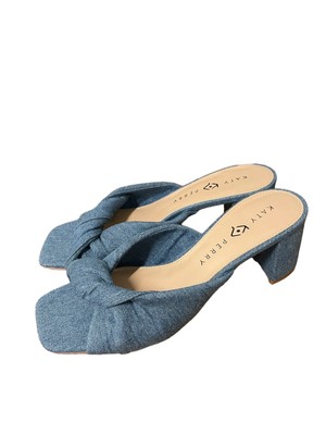 Katy Perry Twisted Heeled Sandals The Tooliped Blue Denim Size 10