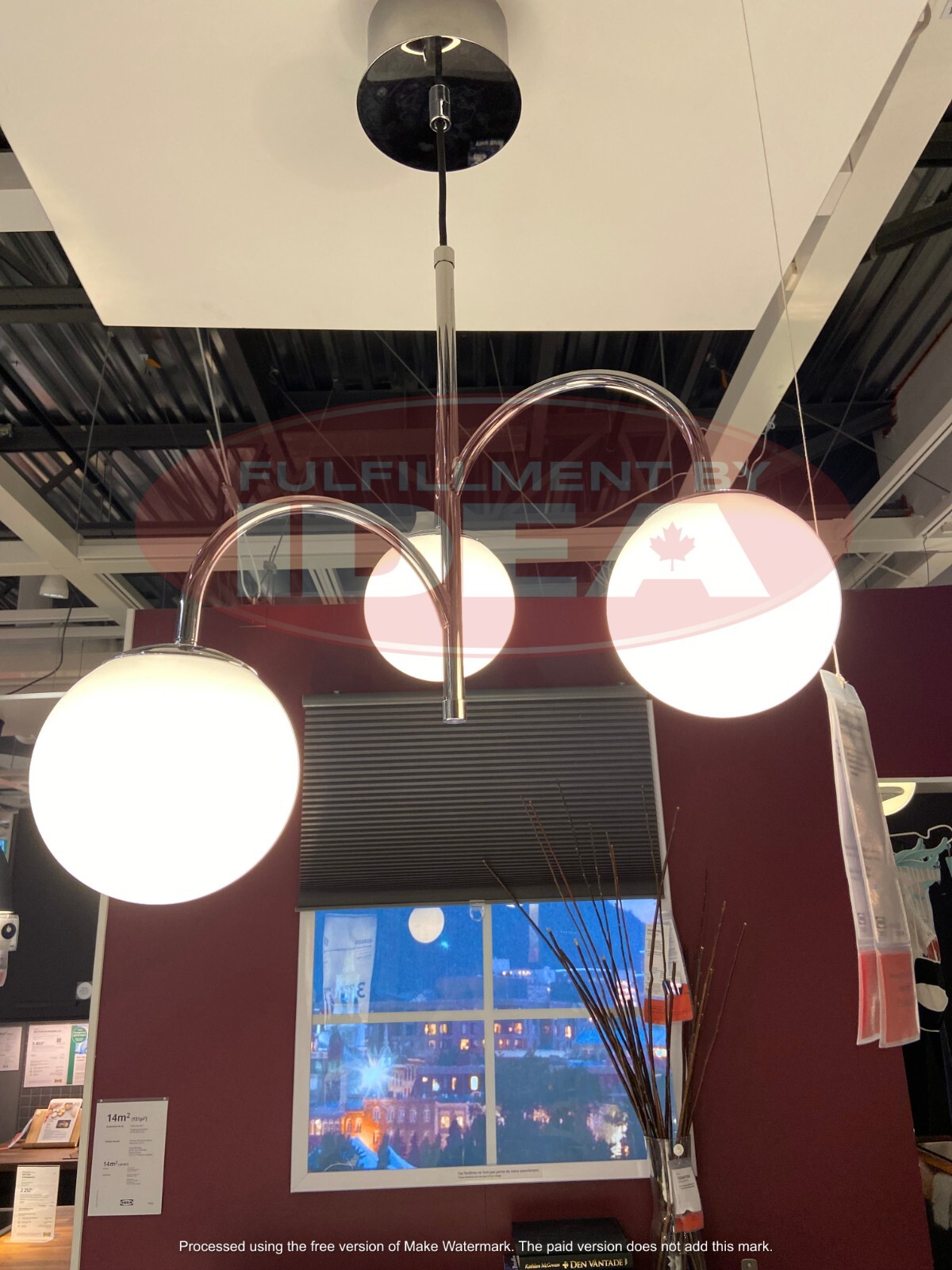 IKEA SIMRISHAMN ペンダントランプ 3アーム 55cm SIMRISHAMN スィムリスハムン ペンダントランプ 3アーム, クロム