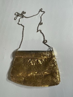 Vintage Gold Metallic Mesh Crossbody Purse Bag Clutch Sparkle. Corners Issue.