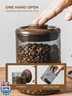 Tourdeus Ground Coffee Glass Container Airtight 900ml – Pop Top Ground Coffee Canister with CO₂ Valve, 11 oz Coffee Bean Container, UV Resistant