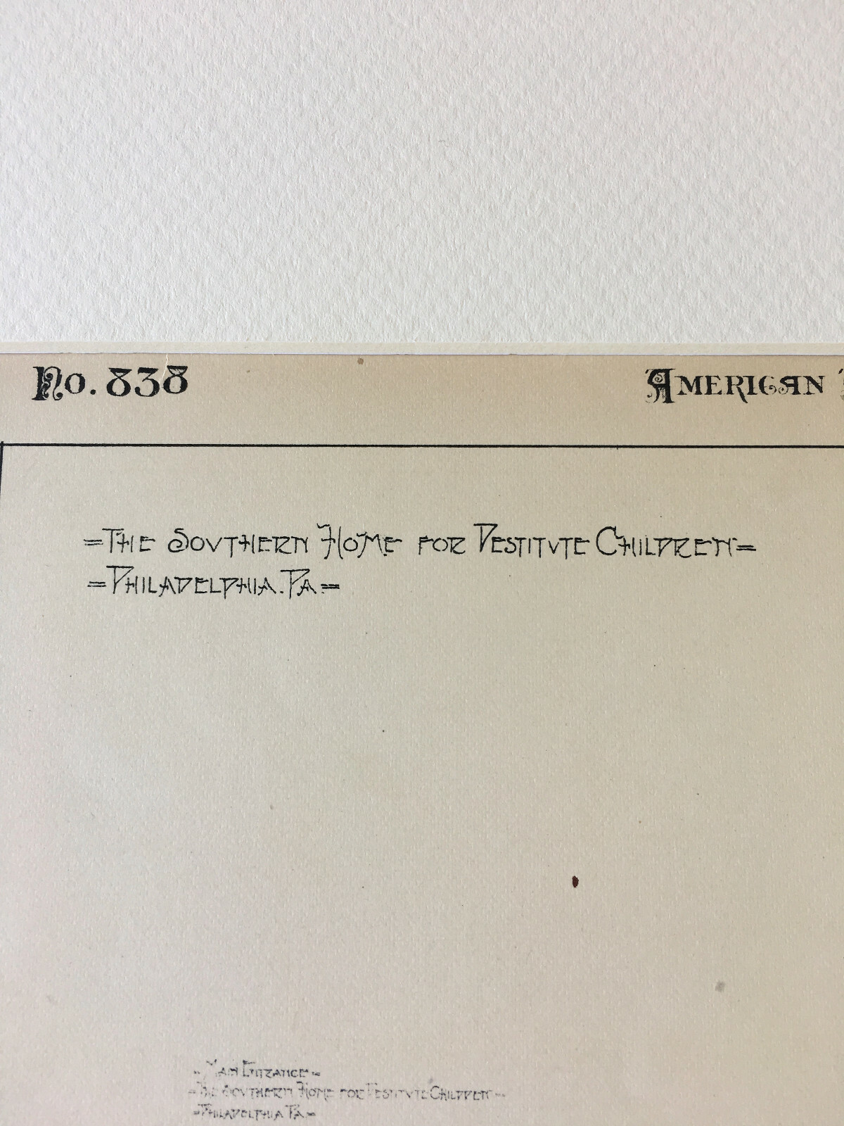 Southern Home Destitute Children, Philadelphia, PA, 1892, Original Hand Colored