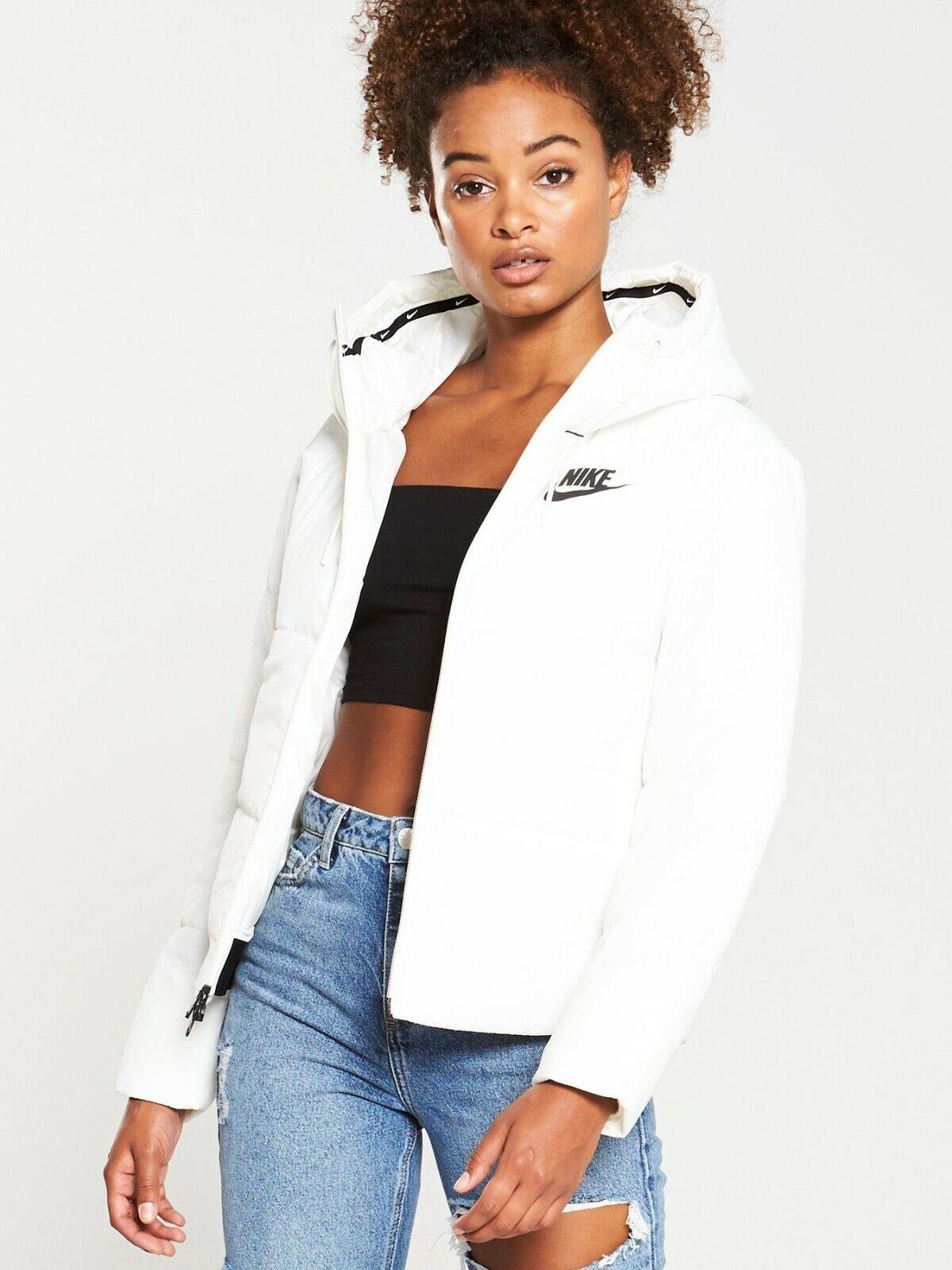 Nike Women White Sportwear Synthetic Fill Puffer Women Nike Women White Sportwear Synthetic Fill Puffer Women