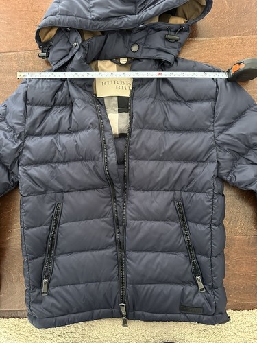 Burberry Brit Men's Puffer NAVY Jacket Coat with Removable Nova Check Hood XS