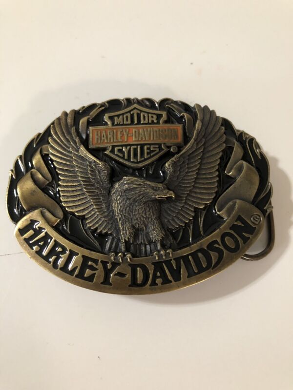 Belt Buckle 1992 Harley Davidson Motorcycles Large Eagle wings Harmony Excellent