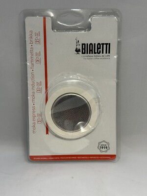 Bialetti Moka Express Rubber Silicone Gasket  & Filter Plate Replacement 3 Cups
