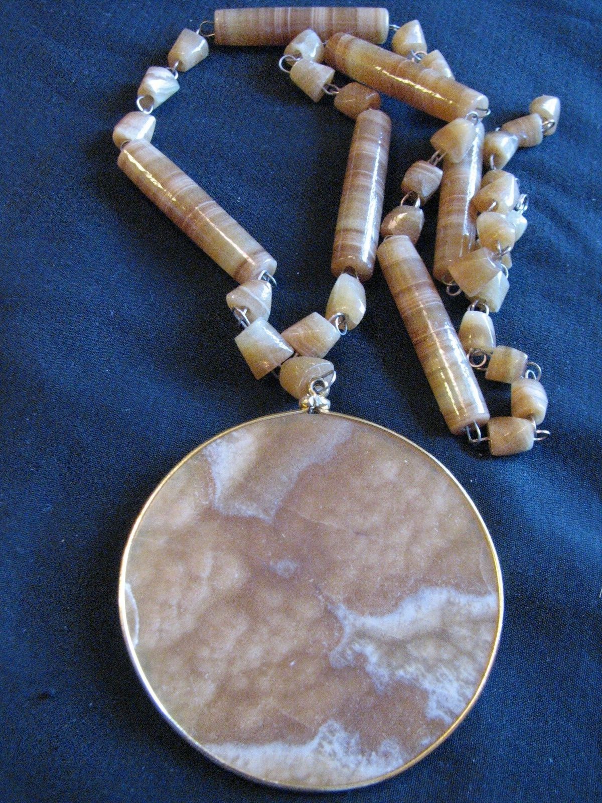 Vintage Tribal stone necklace hand carved 24 inches