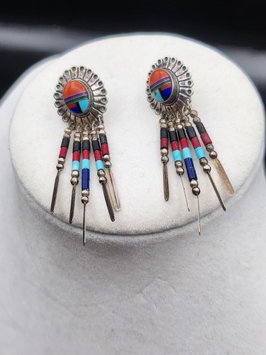 Vintage Navajo Signed QT Sterling Silver Turquoise Coral