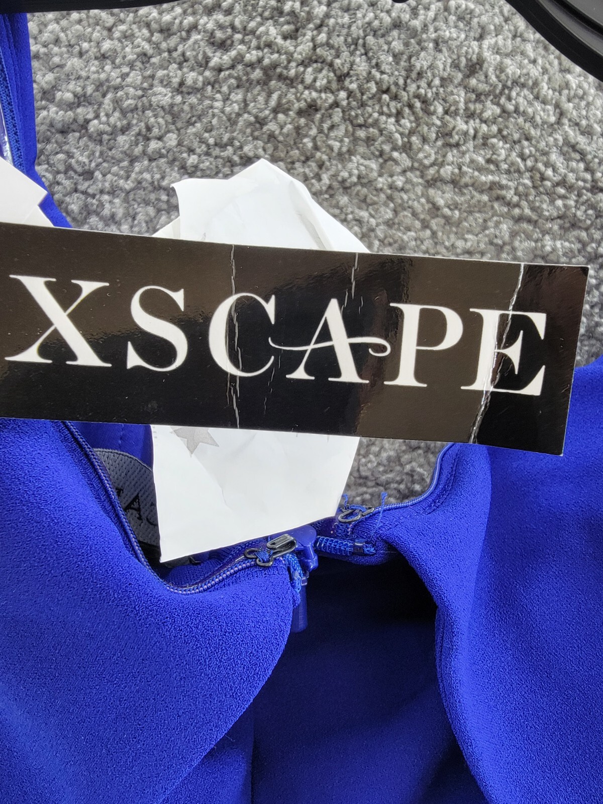 XSCAPE Off-The-Shoulder Gown Women's 4 Marine Hight Front Slit Back Zip Closure - Picture 14 of 15