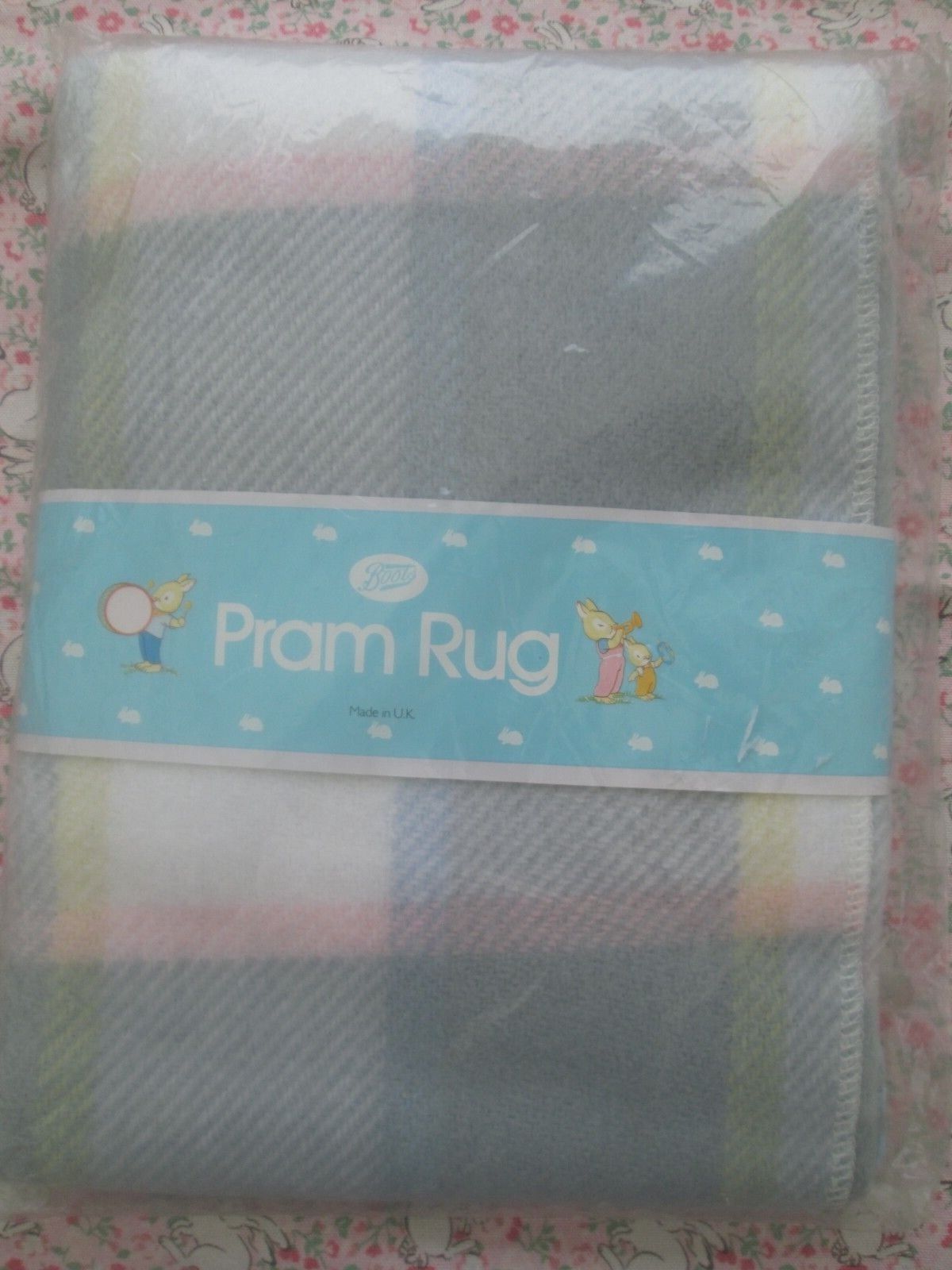 Boy Checked Pram Rug Nursery Blanket 65x85cm
