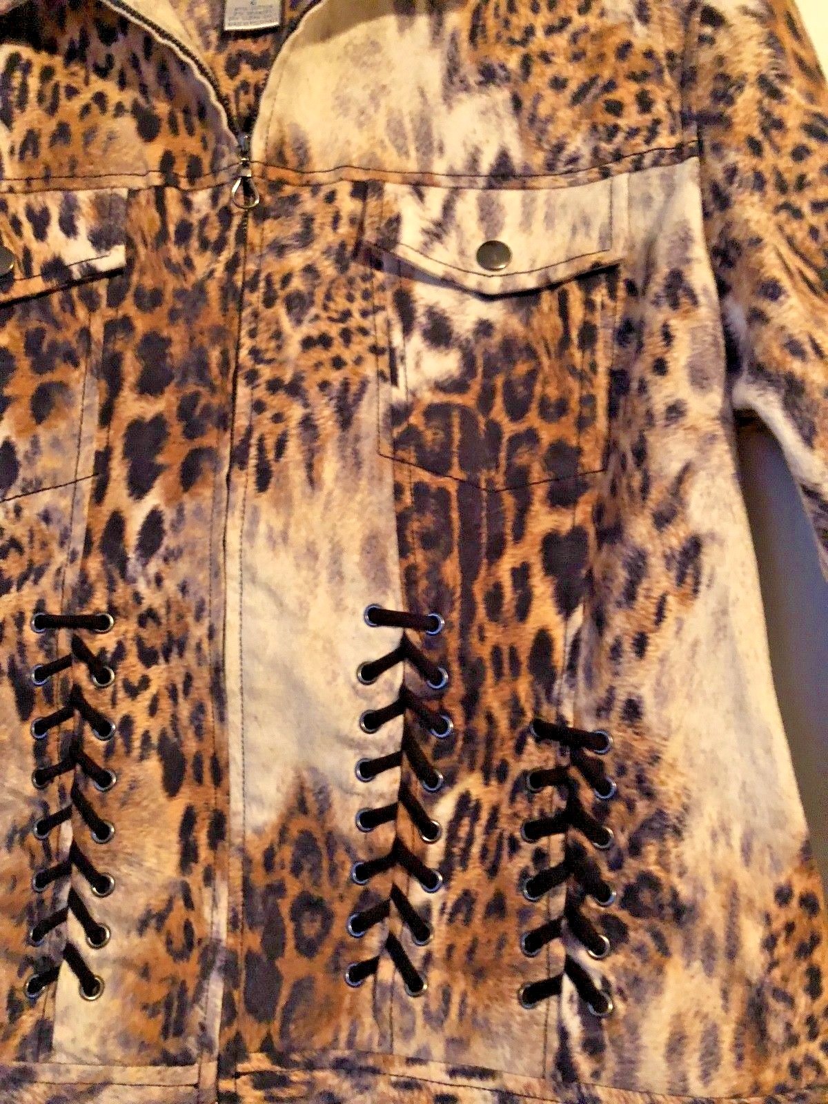 Womens Betu Sport Leopard Print Jacket Lace up 80s Inspired Size 6