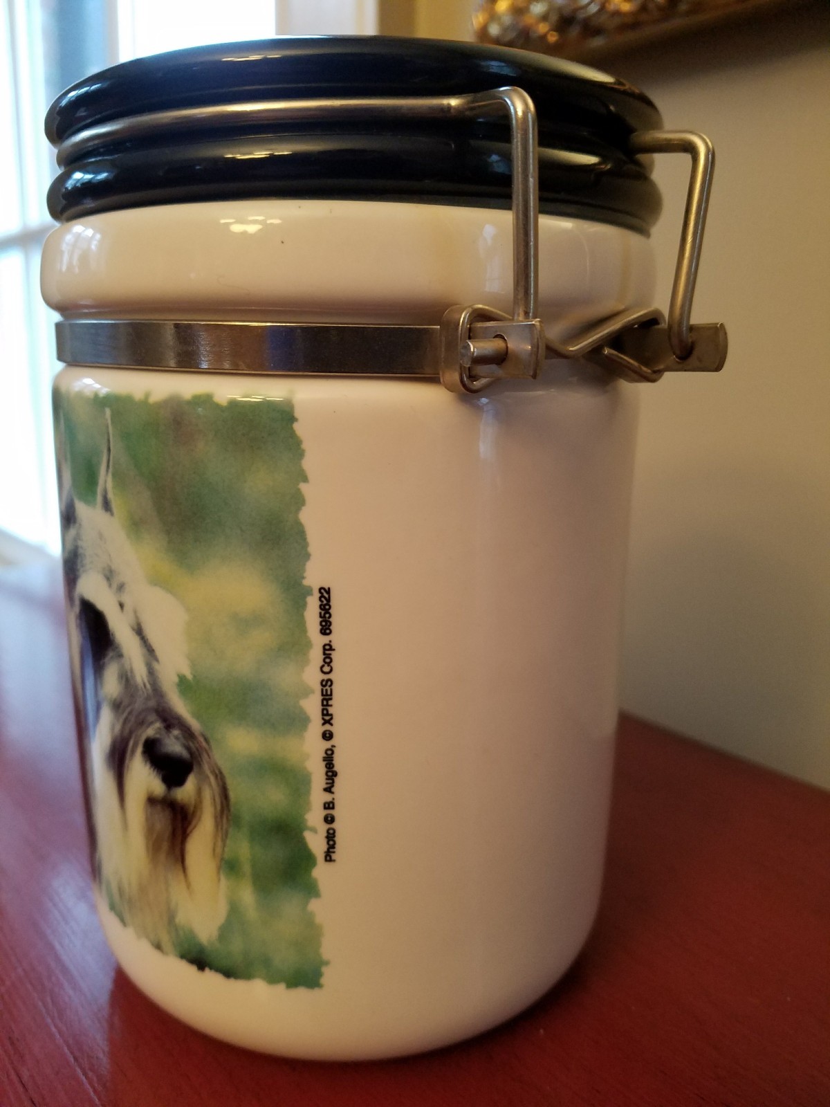 Schnauzer Ceramic Dog Treat Cookie Jar with Lock Lid