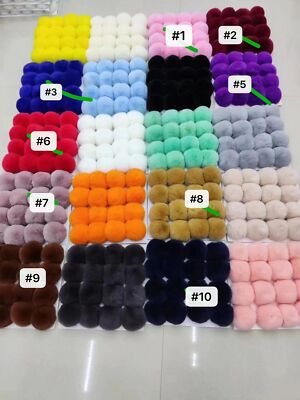 6pcs 12pcs 8cm 3'' Real Rabbit Fur Ball Pom Pom Pompon DIY accessories