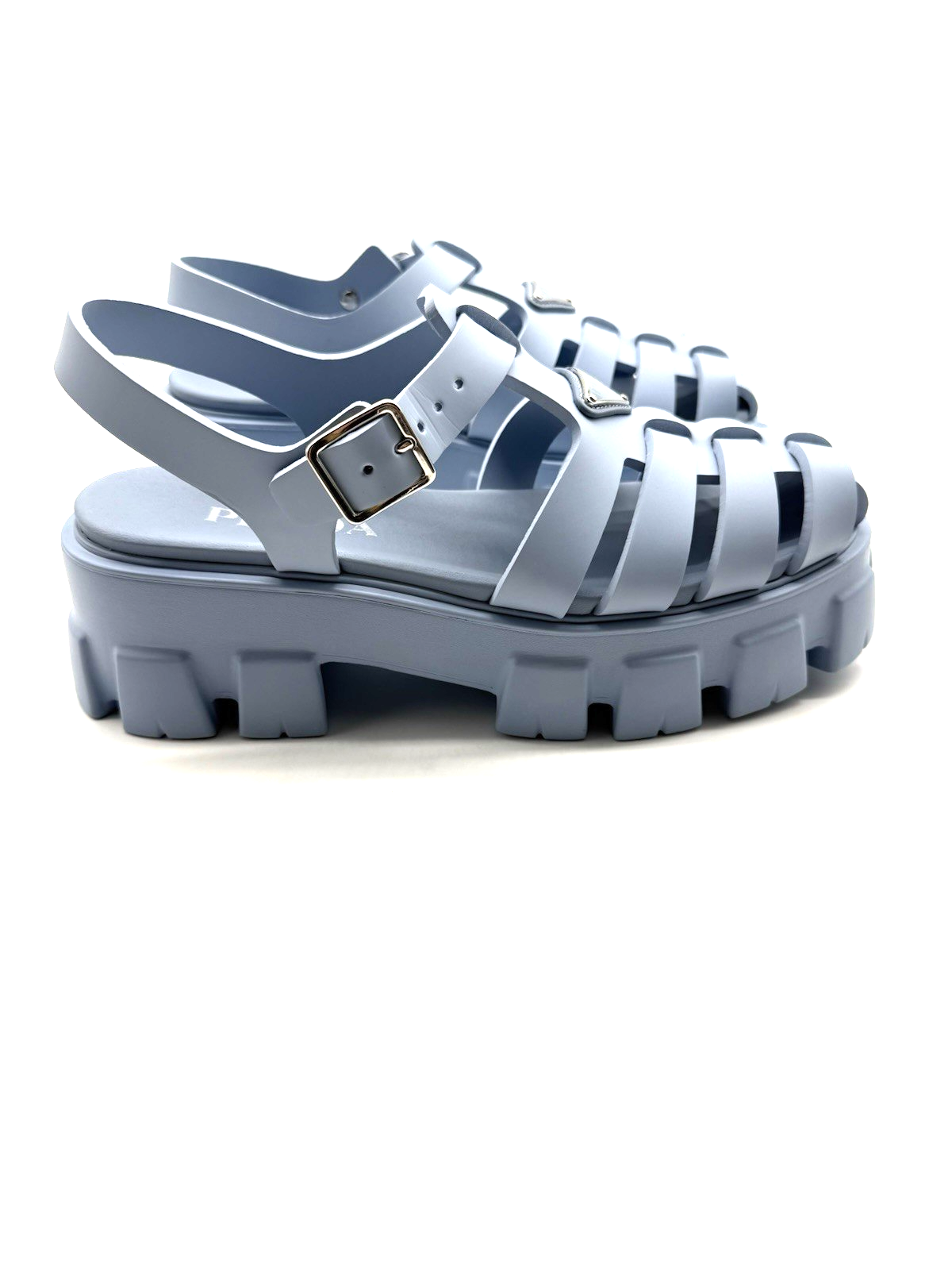 AUTH Prada Rubber Logo Chunky-Sole Fisherman Sandals Size 11