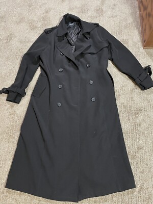 Ebossy Women s Black Double Breasted Long Trench Coat Jacket Large