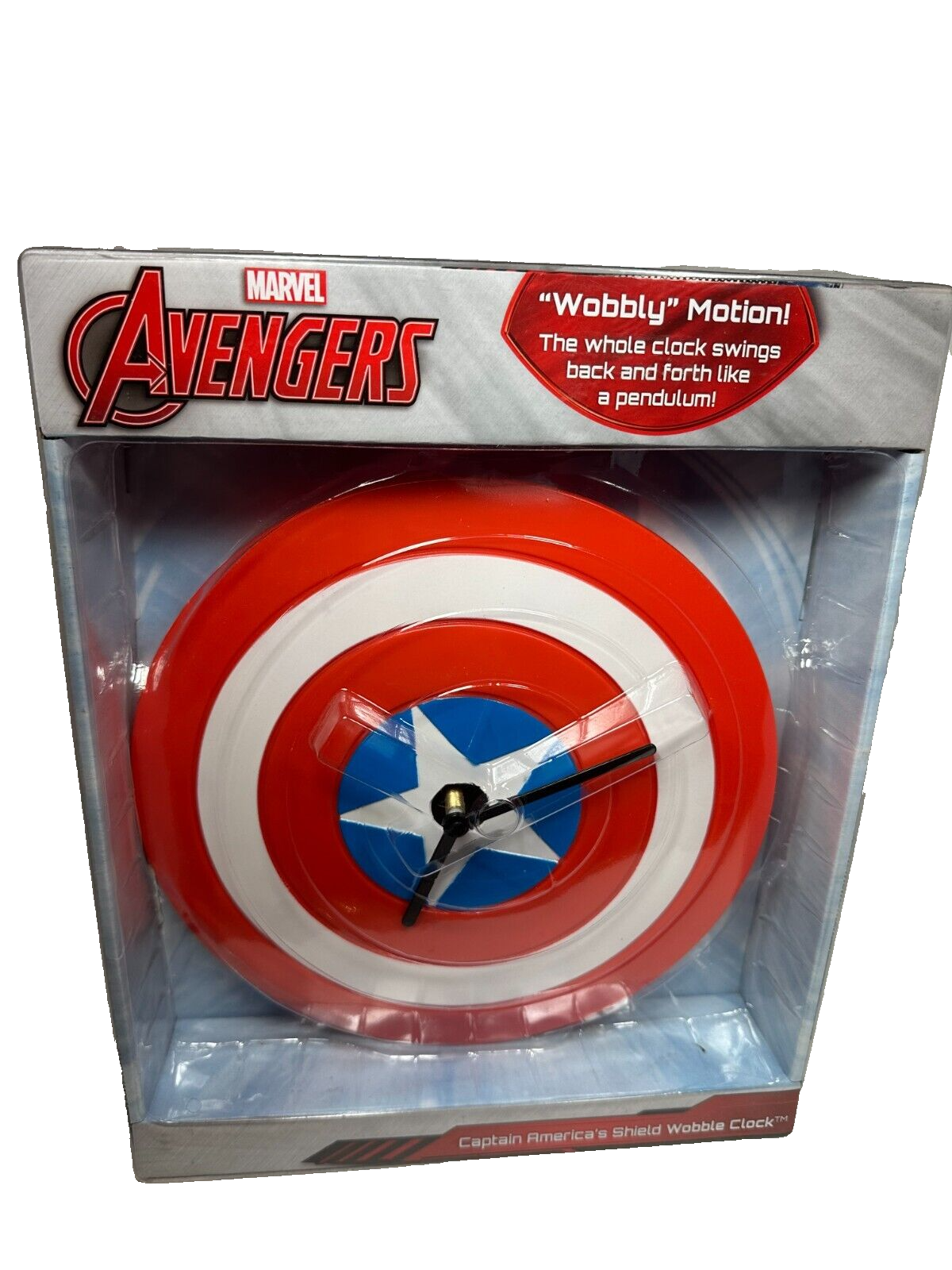 Marvel Avengers Captain America Shield Wobbler Clock Unopened