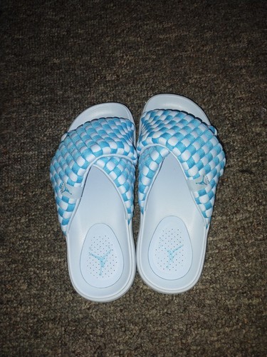 blue jordan flip flops