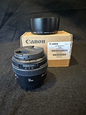 Canon EF 50mm f/1.4 USM Lens W/Hood Refurbished By Canon Excellent Condition