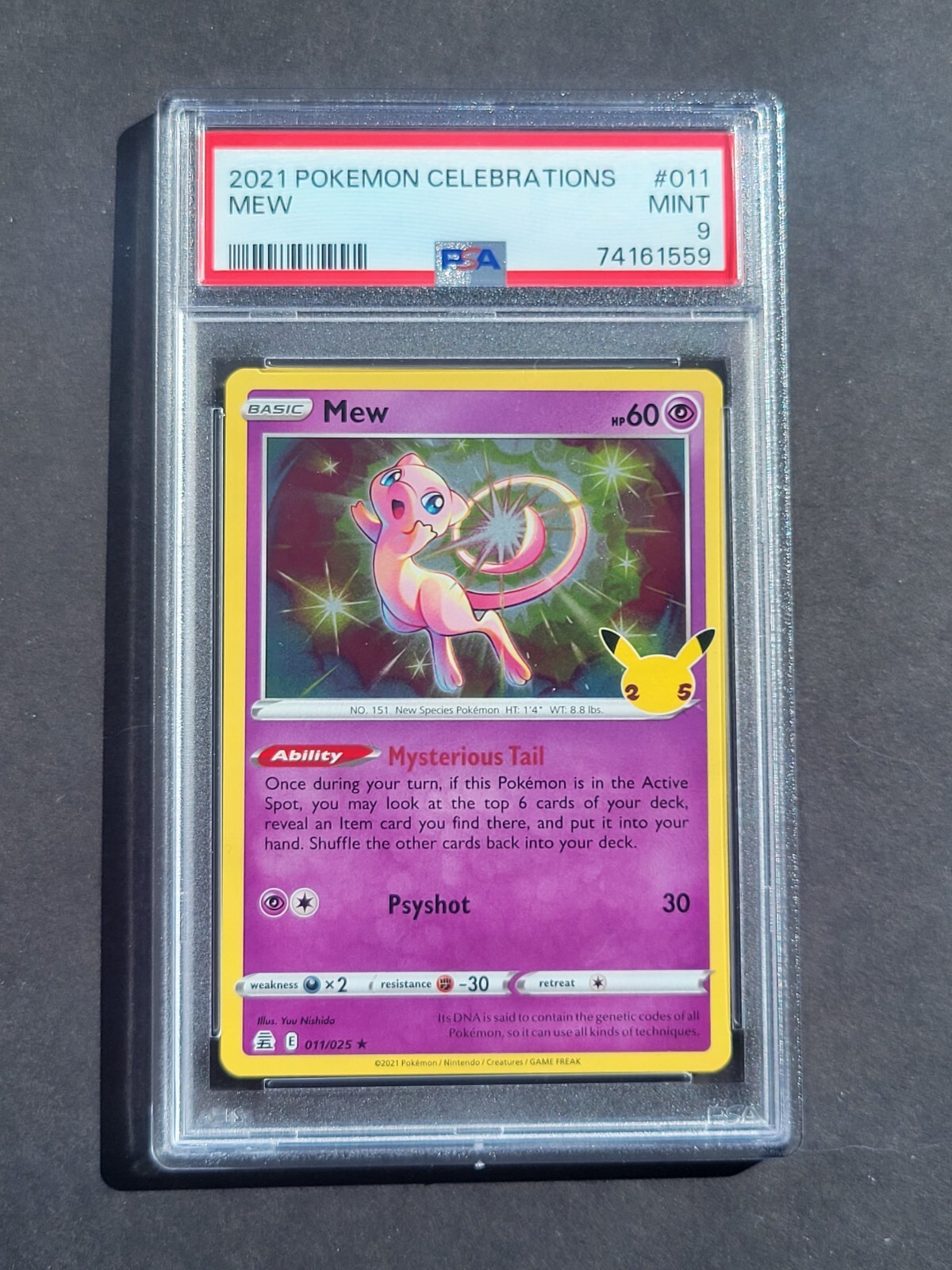 PSA 9 MEW 011/025 - CELEBRATIONS 25TH ANNIVERSARY HOLO