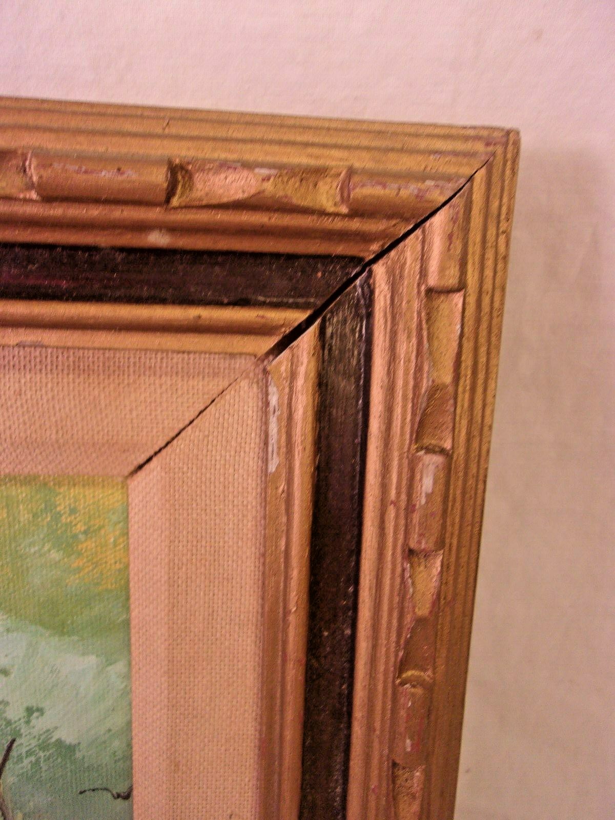 Vintage mid century framed nautical painting 12 3/4 x 14 3/4  holds 10x12