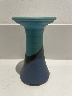 VINTAGE MARIANNE KLOPP POTTERY IRELAND VASE Turquoise SEA BLUE Vgc 11.5cm Posy