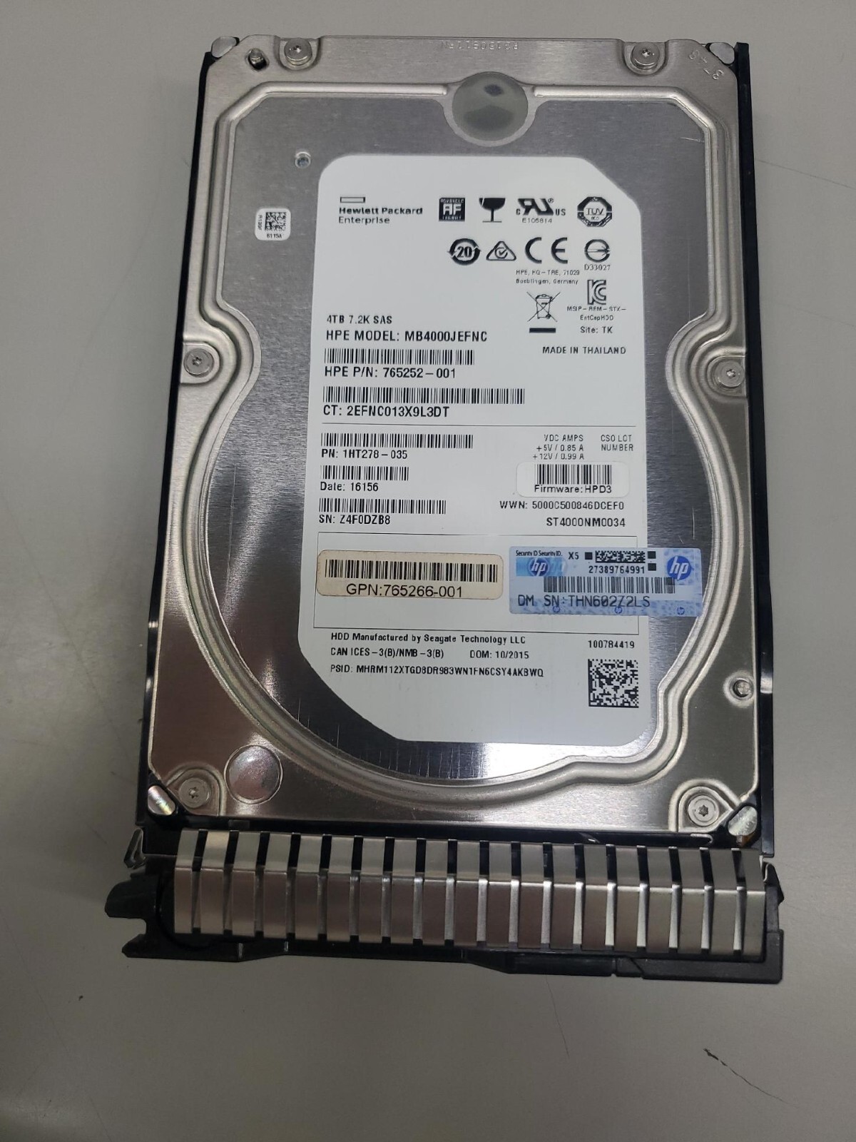 【3台セット】HPE MB4000GVYZK 4TB SATA HDD Amazon.com: Genuine MB4000GVYZK 4TB SATA 6G 7.2K LFF SC HDD
