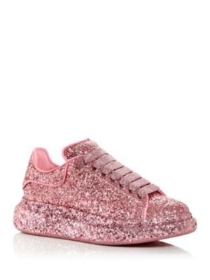 Женские кроссовки на платформе ALEXANDER MCQUEEN с розовыми шнурками и кожаной отделкой, размер 35,5