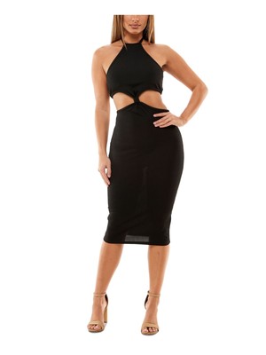 ПОЧТИ ЗНАМЕНИТАЯ женская черная майка без рукавов в рубчик с вырезом ниже колена