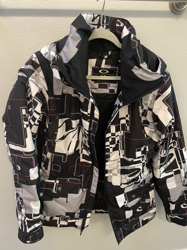 Oakley Jacket Ski Snow Board Geometric BlackWhitePink w Hood Small S