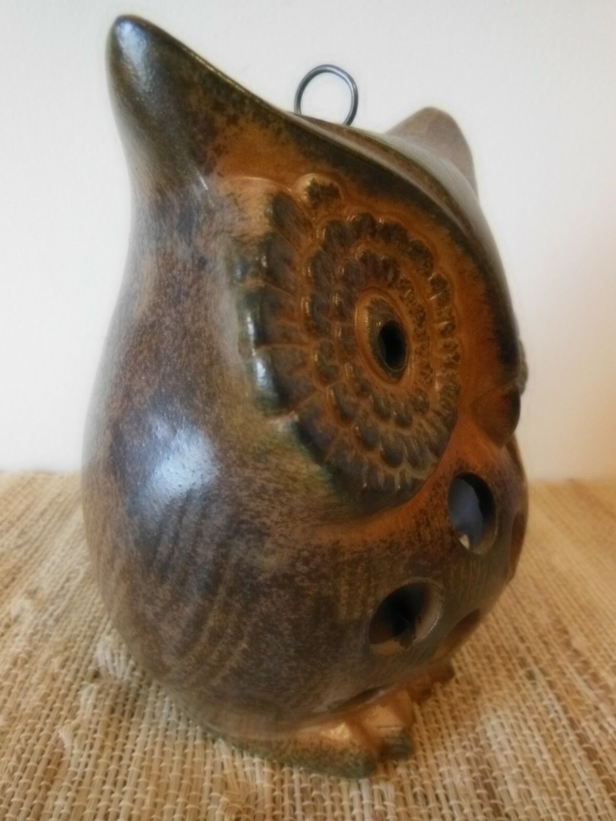 Otagiri Ardco Owl Votive Candle Holder Pottery Japan Cut Outs Mid Century Modern