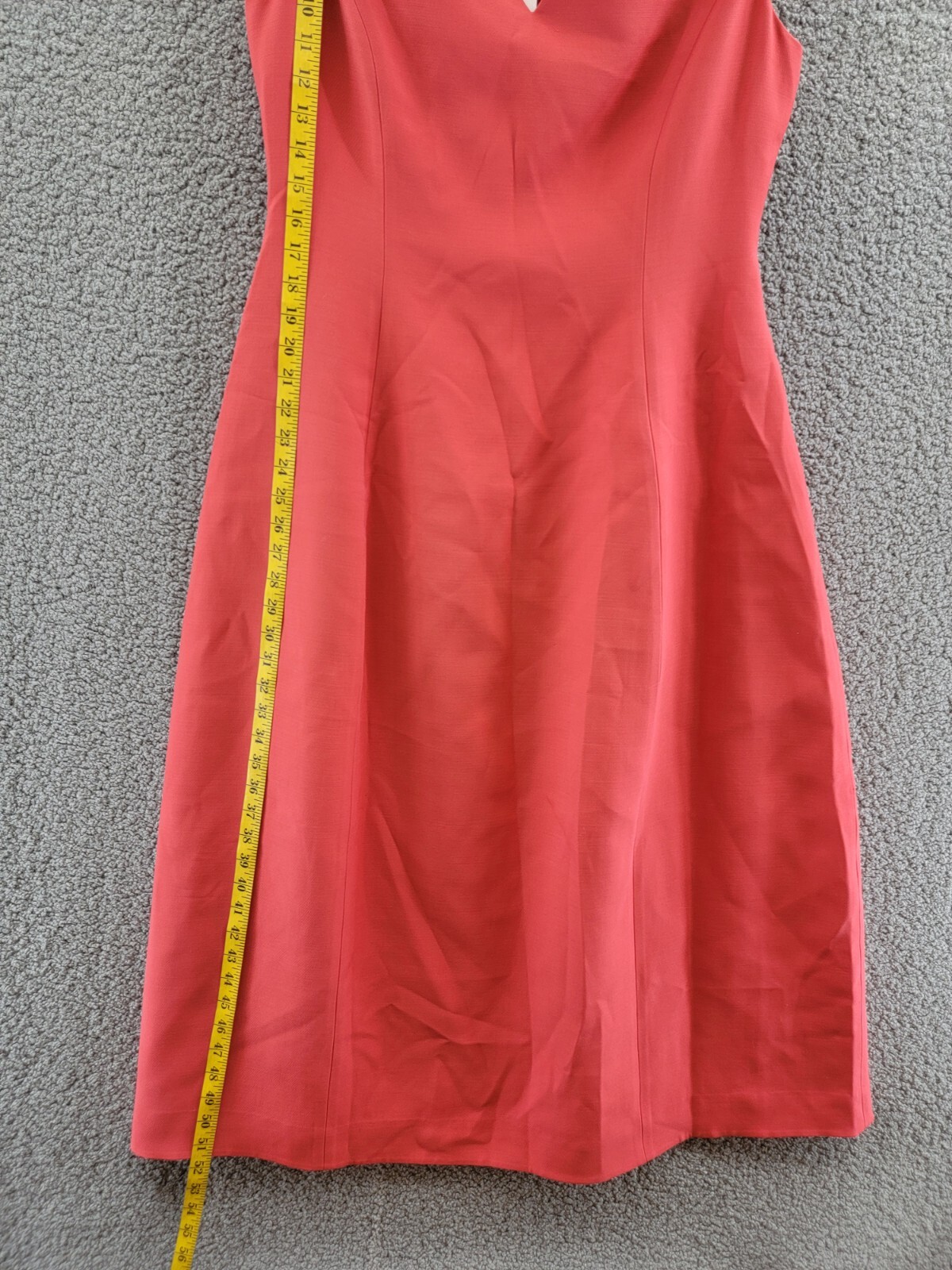 Pre-owned Lafayette 148 York Portrait Wool/silk Vneck Dress Women's 10 Vibrant Coral