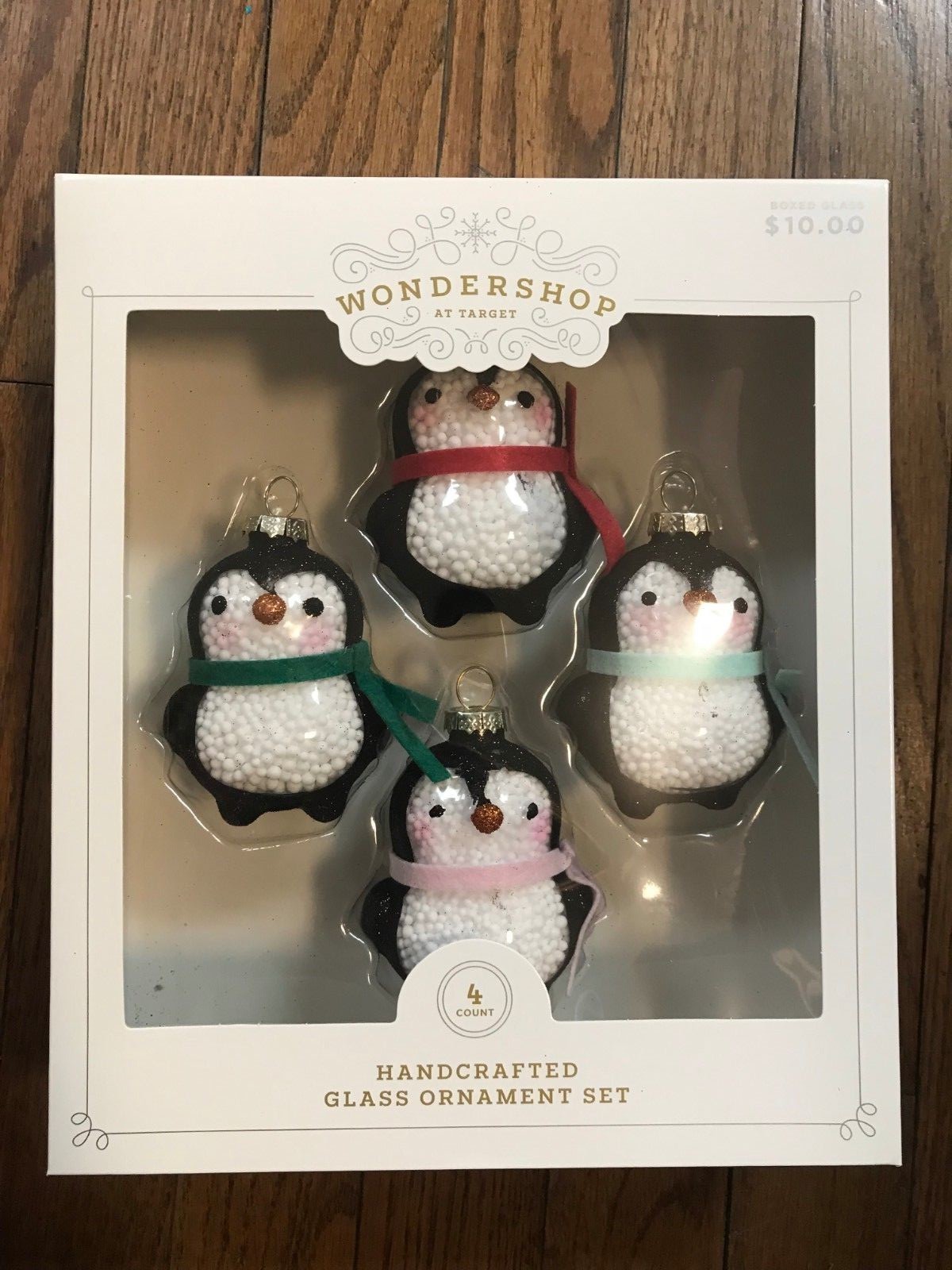 4ct Glass Ornament Set Penguins - Wondershop