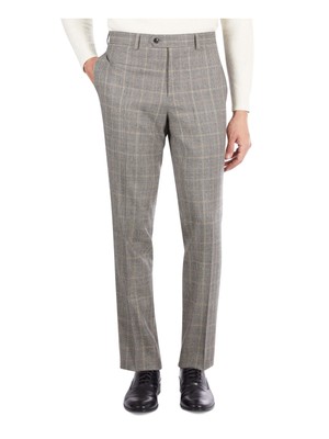 

TALLIA Mens Grey Flat Front Plaid Slim Fit Костюм с раздельными штанами 30W / 32L, Серый