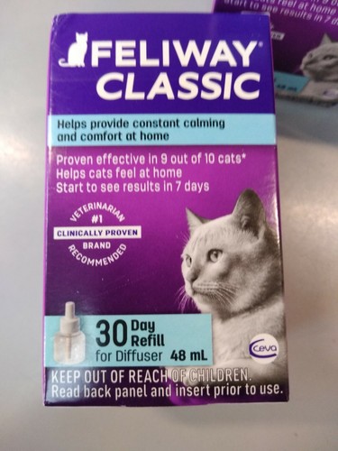 Feliway Cat Diffuser - SET (3) 30 Day Refills - 48 ml Pheromone CEVA, EX 2021+