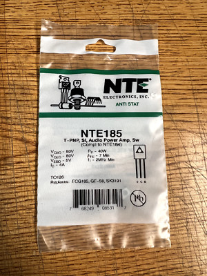 NTE185 T-PNP, Si, Audio Power Amp, Sw