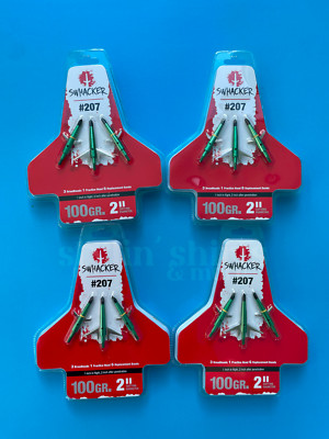 4 QTY Swhacker #207 Expandable 2-Blade Mechanical Broadhead 100 Grain 2'' Cut