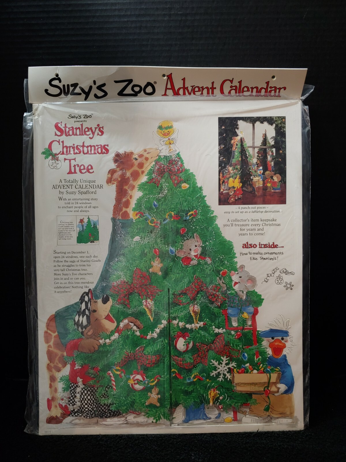 Suzy's Zoo Vintage  1995 Stanley's Christmas Tree Advent Calendar 24 Windows USA